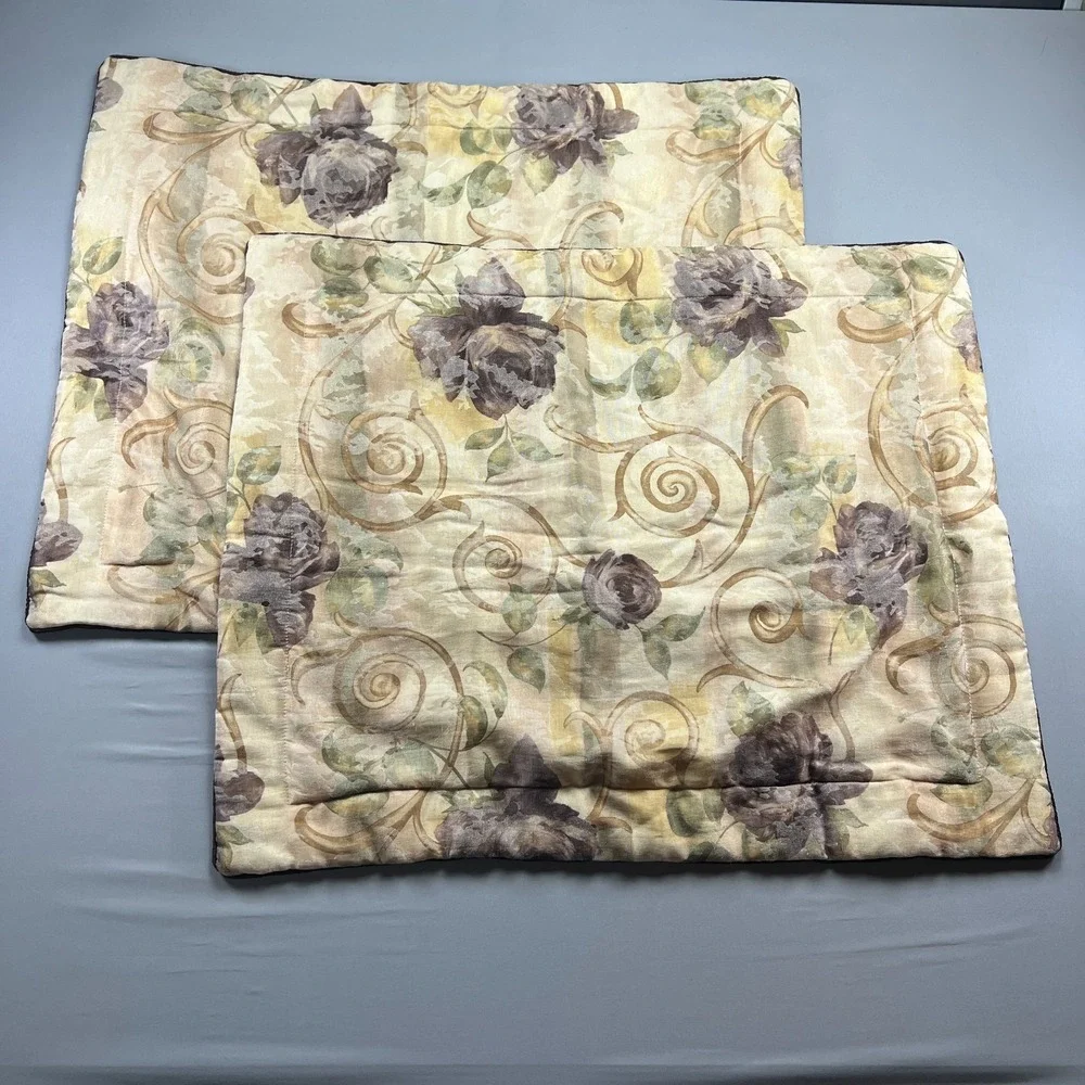 Set Of 2 Croscill Home Standard Pillow Shams Multi Floral Cotton Decor 26 X 31